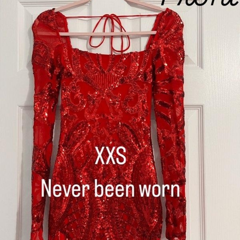 Red Tie Front Puff Sleeve Bodycon Dress